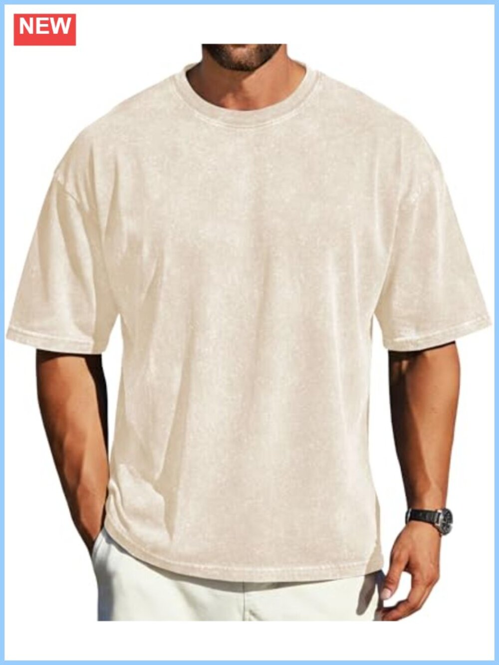 Oversized Acid Wash Cotton T-Shirt Vintage Crew Neck Short Sleeve